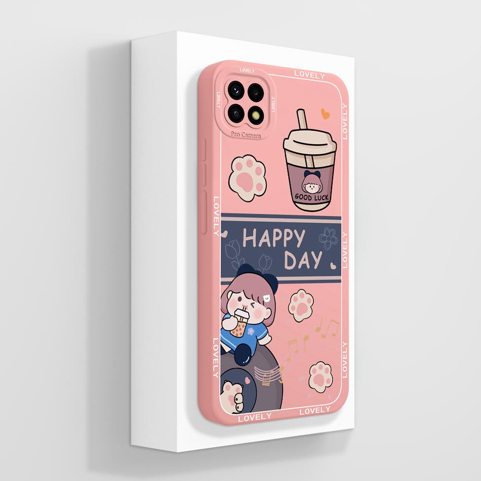 For Samsung Galaxy A22 5G F42 A22S Phone Case Cute Design Upgrade Camera Protection Soft Liquid Silicone Shockproof Back Cover
