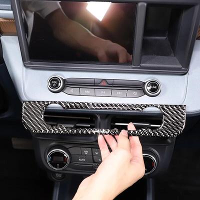 Autocollant Décoratif de Cadre de Bouton Multimédia de Console Centrale de Voiture Style Fibre de Carbone Souple Pour Ford Maverick 2022 Accessoires Auto