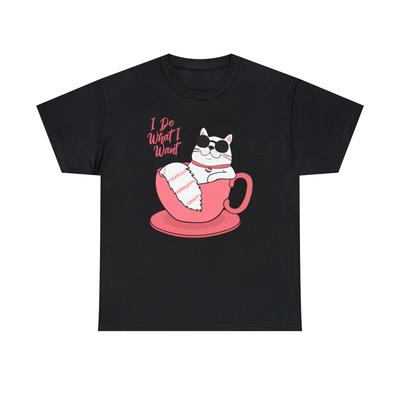 I Do What I Want Funny Cat Graphic T-Shirt, Sizes S-5XL