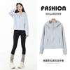 Fleece short hooded sweater women, autumn and winter casual sports cardigan jacket
