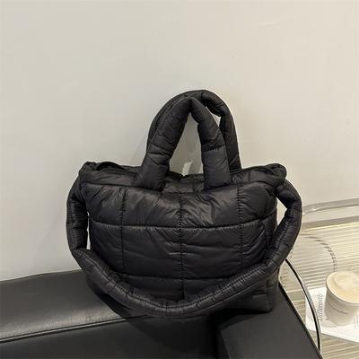 Gesteppte Umhängetasche für Damen, Puffer-Tragetasche, einfarbig, gesteppte Tasche mit Griff oben, Pendlertasche für Damen