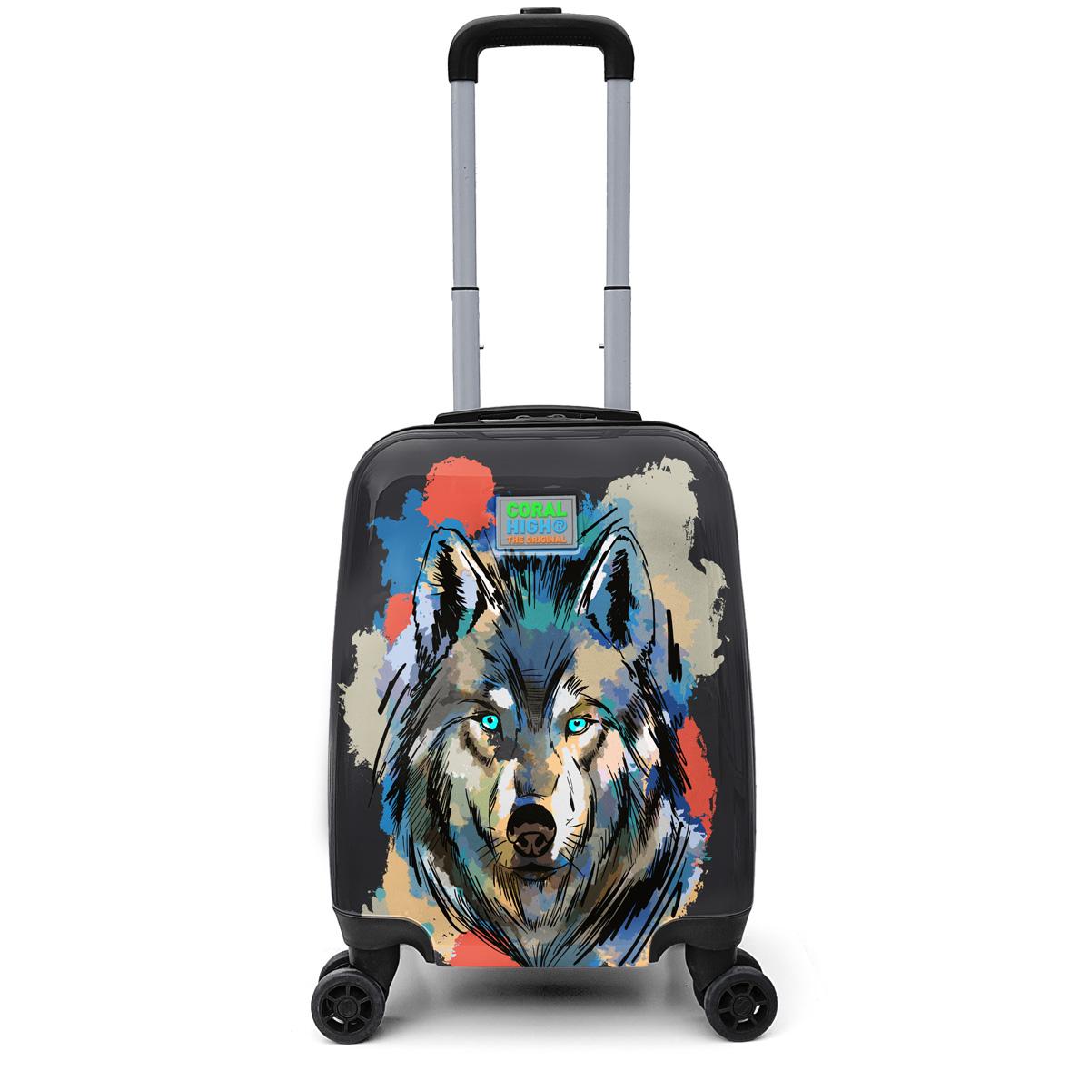 

Детский чемодан Coral High Kids Grey Black с рисунком волка 16754