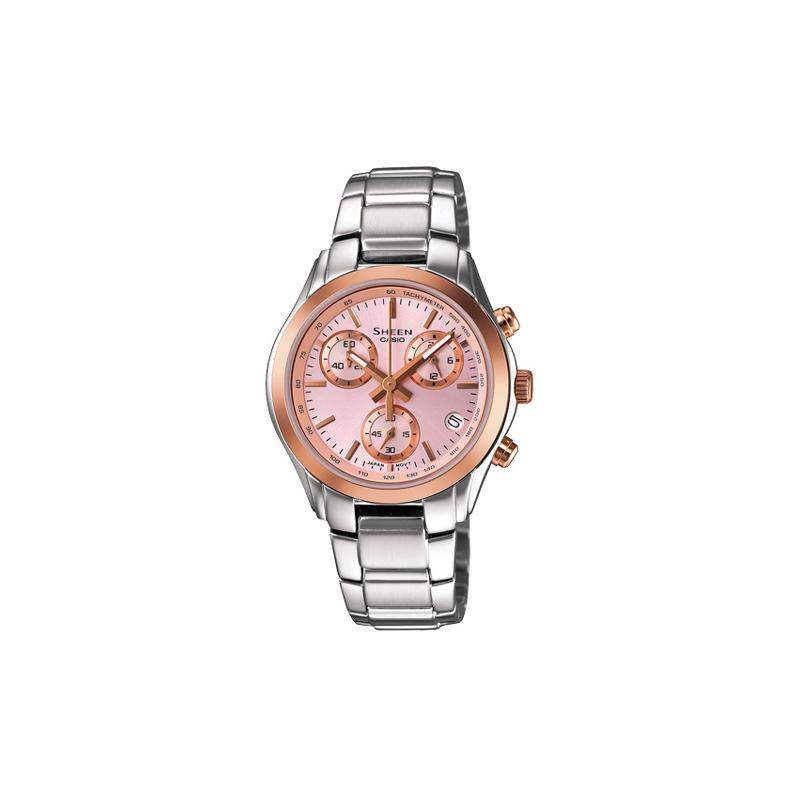 

Casio SHEEN series classic three-hand three-eye date display waterproof quartz movement stainless steel strap Japanese and Korean watch SHN-5000SG-4A розовый