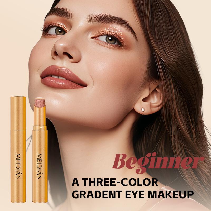 Radiant Eyes 3-Color Gradient Glitter Eyeshadow Stick - Long-lasting & Easy-to-Use for Beginners