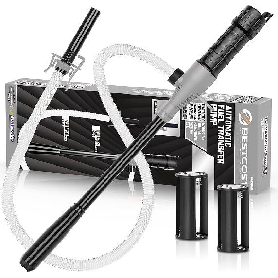 Portable Transfer Pump Battery Operated Electric Siphon Pump For Gas, Fuel, Diesel, Water Transfer 2.4 GPM Flow Oil Extractor, 47 Inches Hose-Easy To