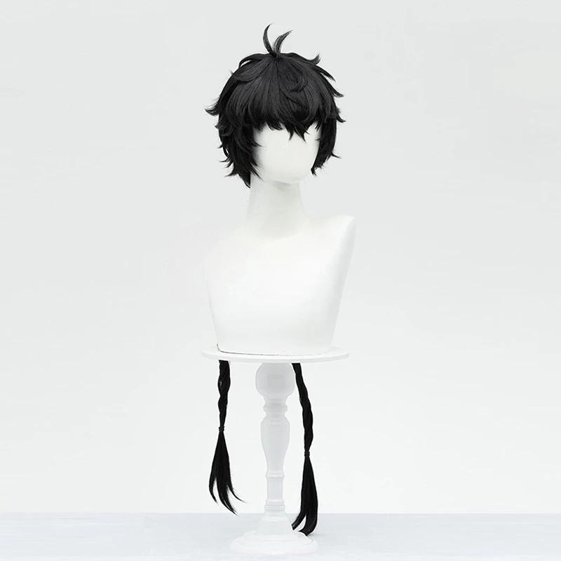 Anime Wuthering Waves Rover Cosplay Wig Male Black Short Hair 90CM Long Braid Main Character Resonator Halloween Party