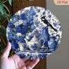 Vintage Blue Flowers Birds Aluminum Wall Art Panel 20x20cm
