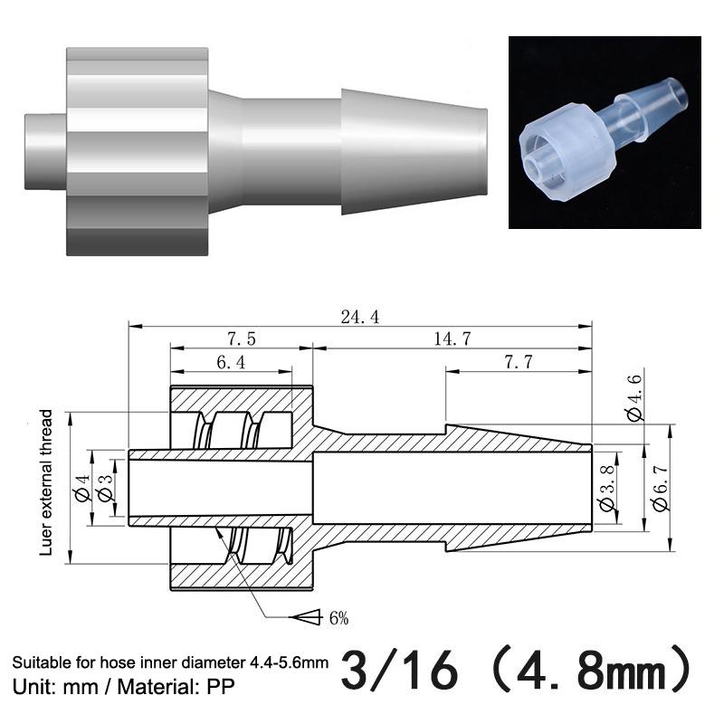 Luer Lock Adapter Pp Material Connector Air Valve Pipe Dispensing Glue Subpackaging Syringe Barrels Fitting