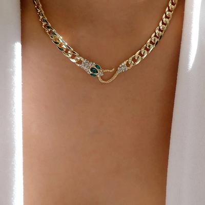Złoty Wąż Kryształ Osobowość Naszyjnik Moda Pełny Diament Sznur Łańcuszek Sweter Łańcuszek Kobiety