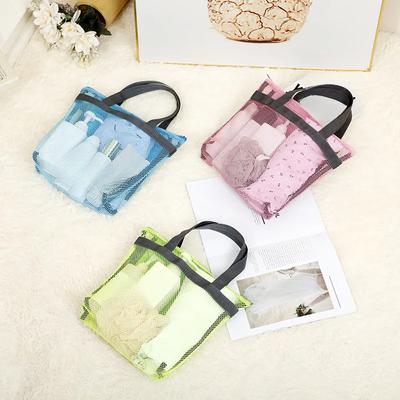 Borsa da doccia da viaggio in rete per donna, portaoggetti, borsa da spiaggia, borsa da toilette, borsa a rete, portatile, per esterni, organizer da viaggio per articoli da toeletta e cosmetici