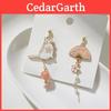 Boucles d'oreilles éventail style ancien Fleur de chat avec pompons asymétriques pour femmes