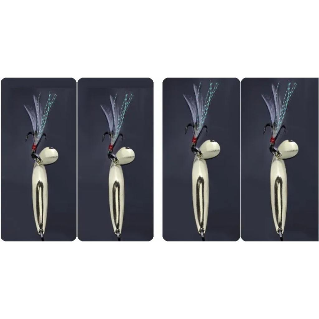 5 Stück Harte Angelköder Spinner 5g 13g Set mit befiederten Drillingshaken für Barsch Hecht Salzwasser Süßwasser Helles Blinken Vibration 260319