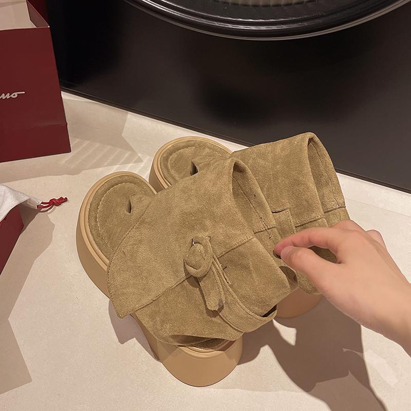 Fashion 7 Cm Platform Flip Flops Women Beach Sandals Casual Platform Roman High-top Buckle Strap Thick-soled Vintage Summer Boots