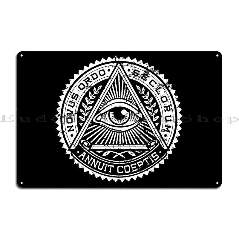 Novus Ordo Seclorum New Order Of The Ages Metal Plaque Poster Printed Living Room Design Party Wall Custom Tin Sign Poster 20x30cm