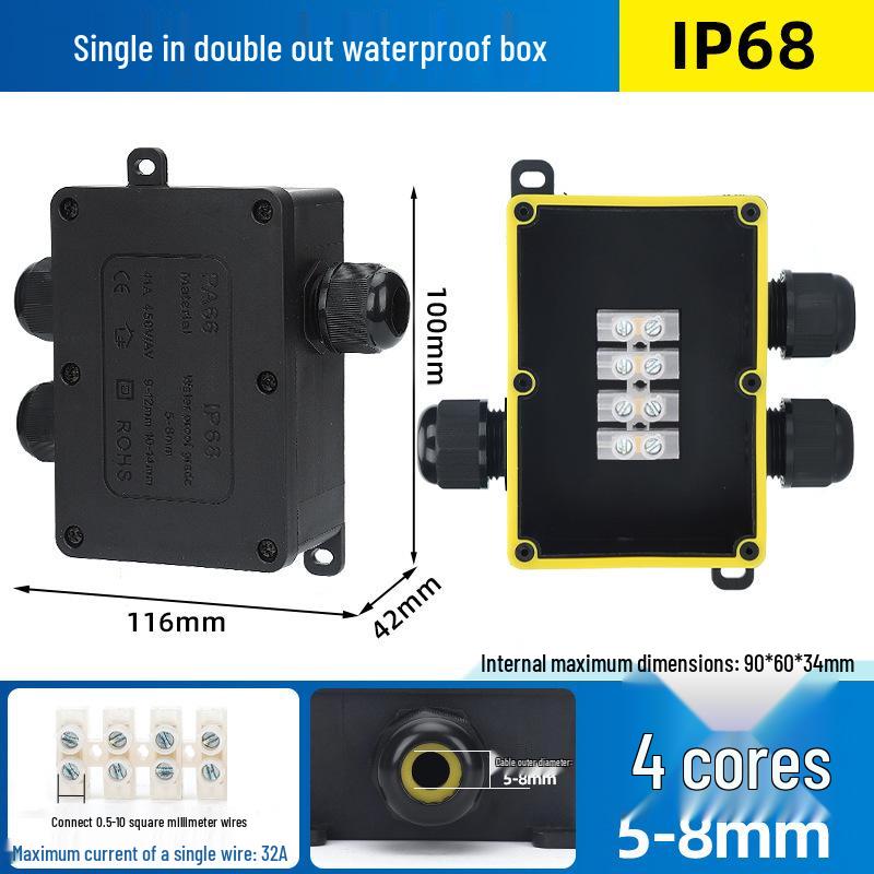 Outdoor IP68 Rainproof Plastic Junction Box with Terminal Block for PC Rooms & Street Lighting