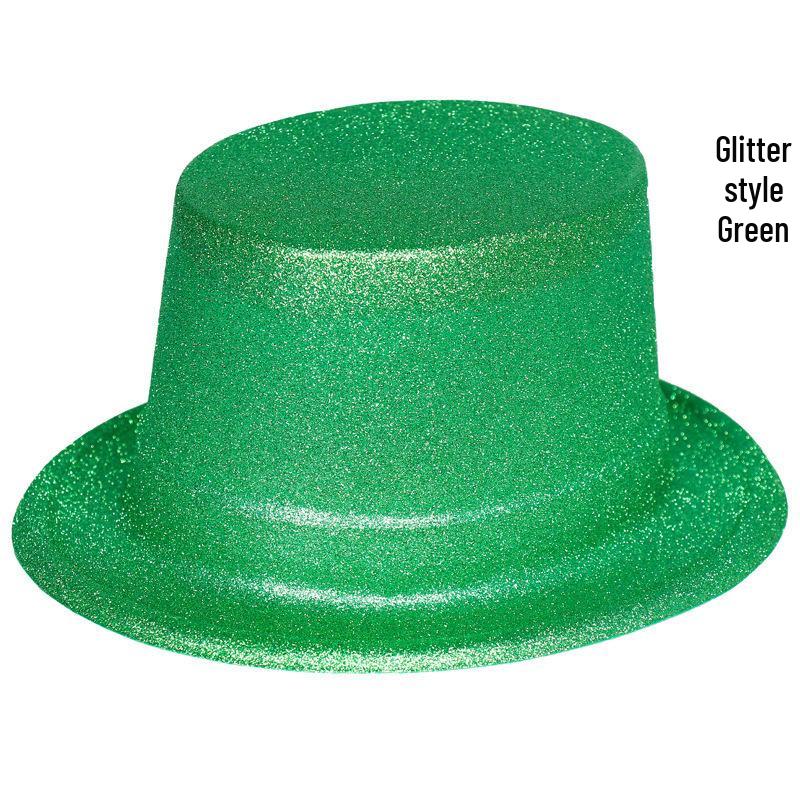 Elegant Green & Black Top Hat with Gold Powder for Adults & Kids, Unisex Magician & Jazz Style.