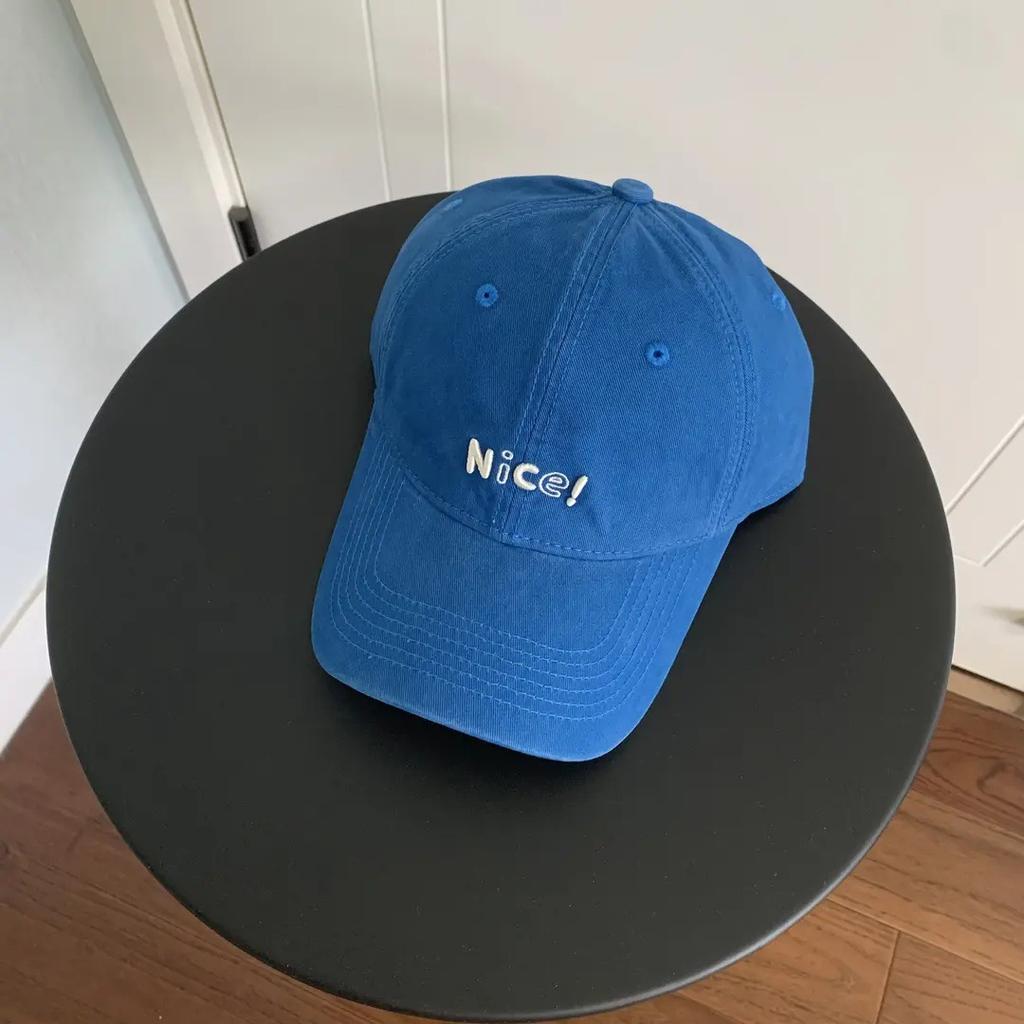 Fashion Hat Korean Four Seasons Versatile Big Head Circumference Face Embroidery Wide Brim Shade Baseball Cap Hat Fashion Casual Men's Blue