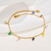 Vnox Elegant Colored Zircon Anklets For Women Stainless Steel Dainty Stone Accessories Chain Anklets Summer Style Jewelry Beach