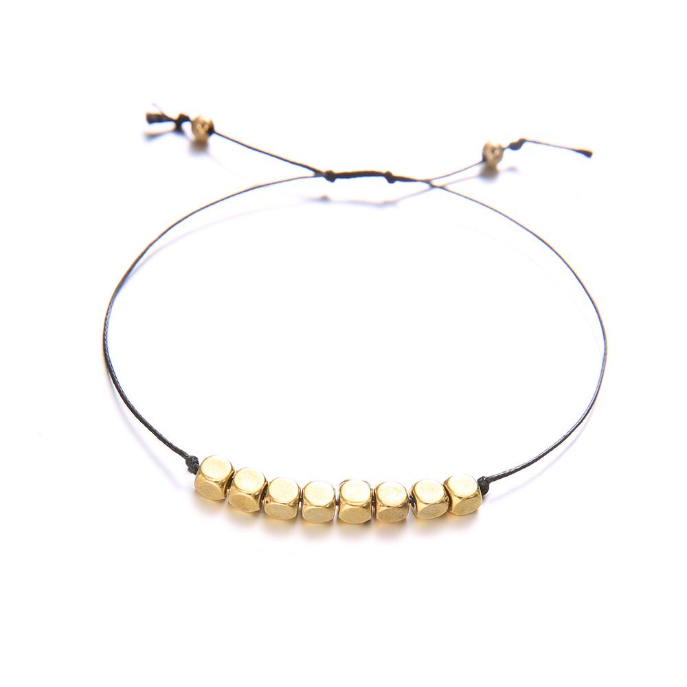 Bohemian Geometric Multi-Layer Bracelet Ladies Cord Chain Gold Circle Pendant Bracelet 2-Piece Accessories