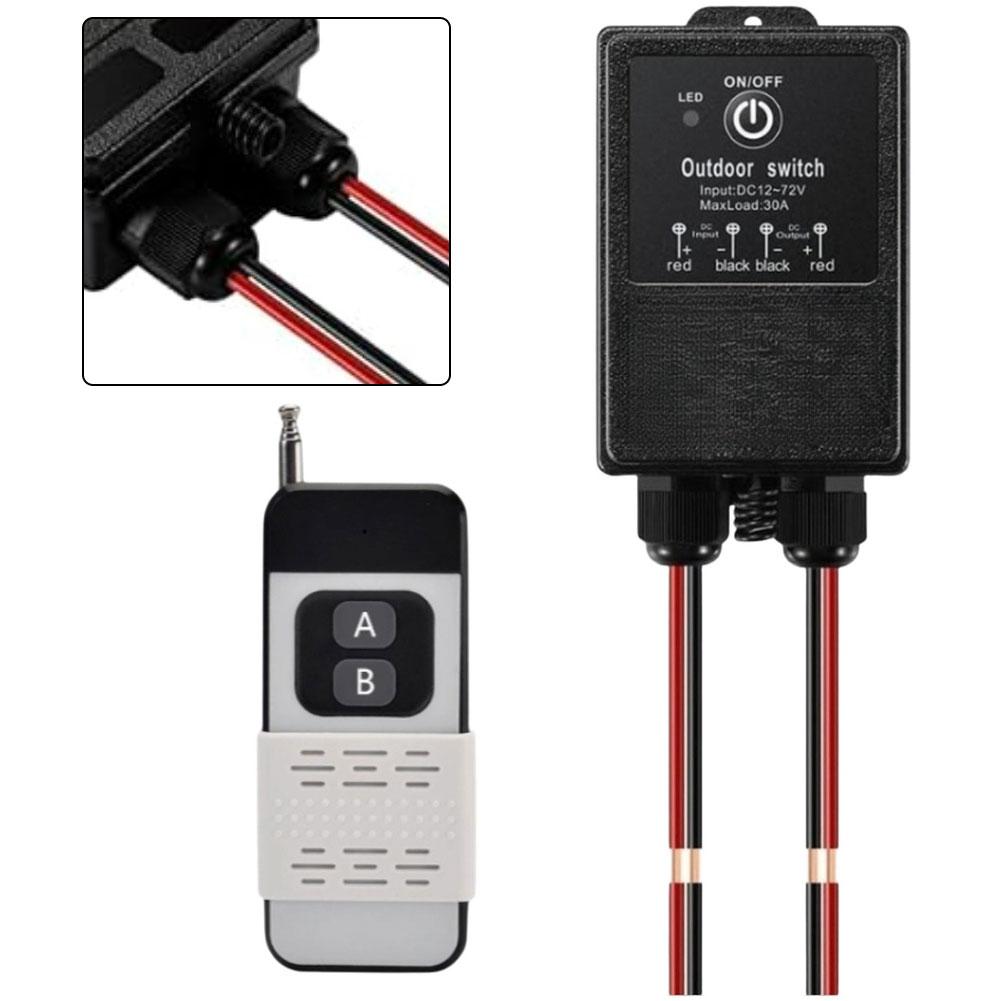 Wireless DC Remote Control Switch IP65 30A 8 80V RF 433 92MHz Up To 1000m For Lights Pumps Fans Outdoor Gate Irrigation