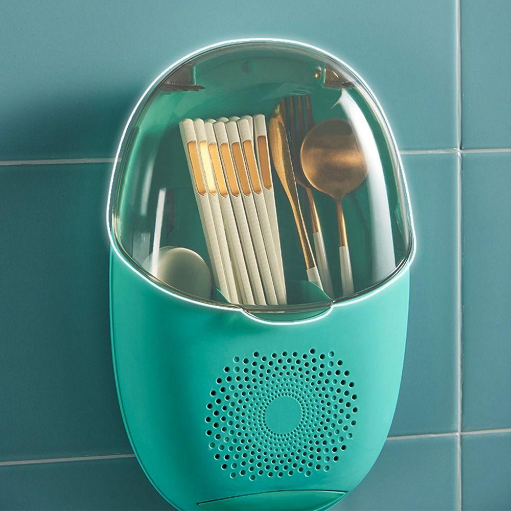 Plastic Chopsticks Cage Wall Mounted Cutlery Drain Rack Chopsticks Storage Box  Home