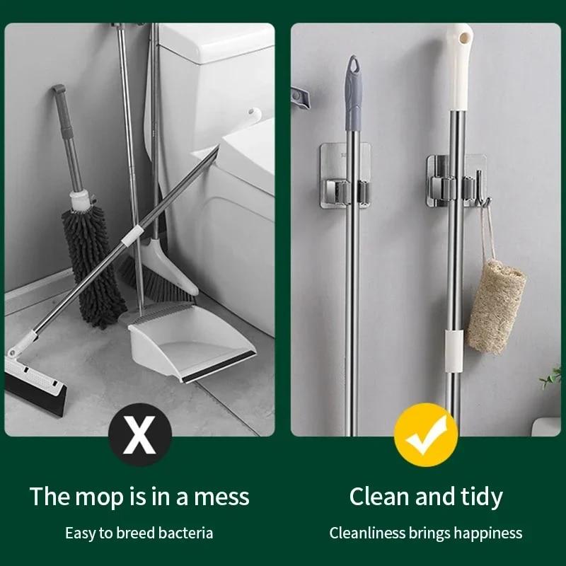 Mehrzweckhaken, selbstklebend, Wandbehang, Moppständer, Besenaufhänger, Haken für Küche, Badezimmer, Organisation, Heim-Organizer, Zubehör