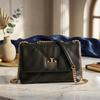 Bolsa Nuvem Acolchoada com Corrente de Couro de Vaca: Quadrado Pequeno da Moda Estilo Coco