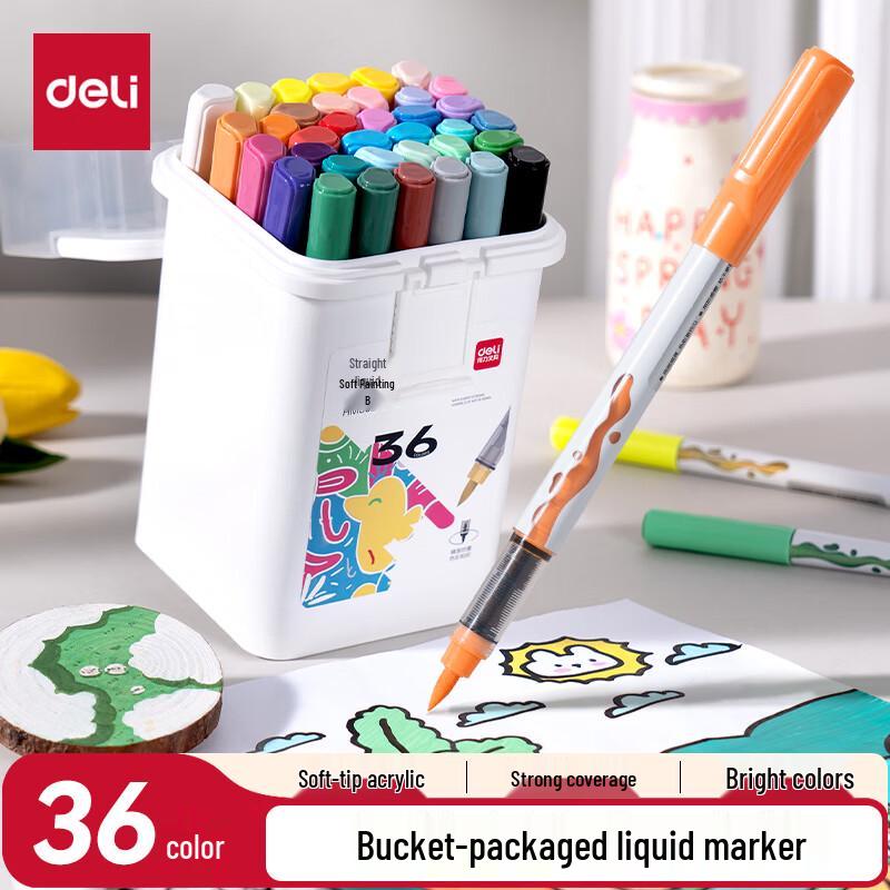 Deli Soft-Tip Liquid Acrylic Marker Set