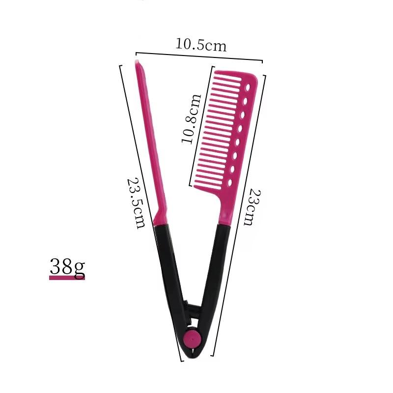 

Плоская расческа для выпрямления волос, расческа для салонных волос, расчески для укладки волос, выпрямитель для волос V-образной формы, прямой выпрямитель для волос розовый