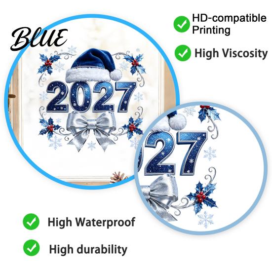 Reusable Glass Stickers 2027 New Year Christmas Static Window Cling Glue‑Free Snowflake Holiday Decals Sticker for Home Shop Decor Creative Gifts