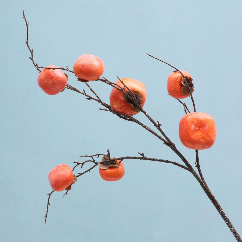 Simulated Berries 7 False Persimmons, Home Decoration Plants Decorative Fruit Branches Foam Fruit