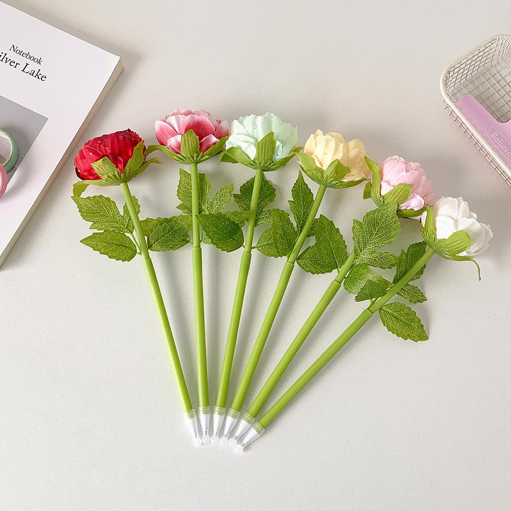Artificial Flower Ballpoint Pen Peony Gel Pens Stationery Gift For Girls Signature Pen School Office Supplies Desktop Decoration