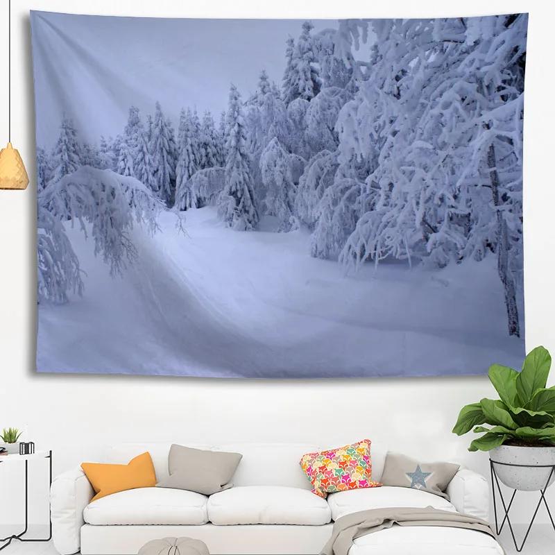 Hot Sale Custom High Quality Snow Wall Hanging Hd Landscape 3D Printing Digital Printing Home Decoration Tapestry