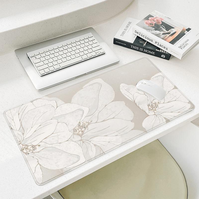 

Mouse Pad Large Elegant White Lily Mouse Pad Desk Mat Non-Slip Rubber Setup Gaming Accessories Mousepad Gamer Extended Pad 600x300x3mm