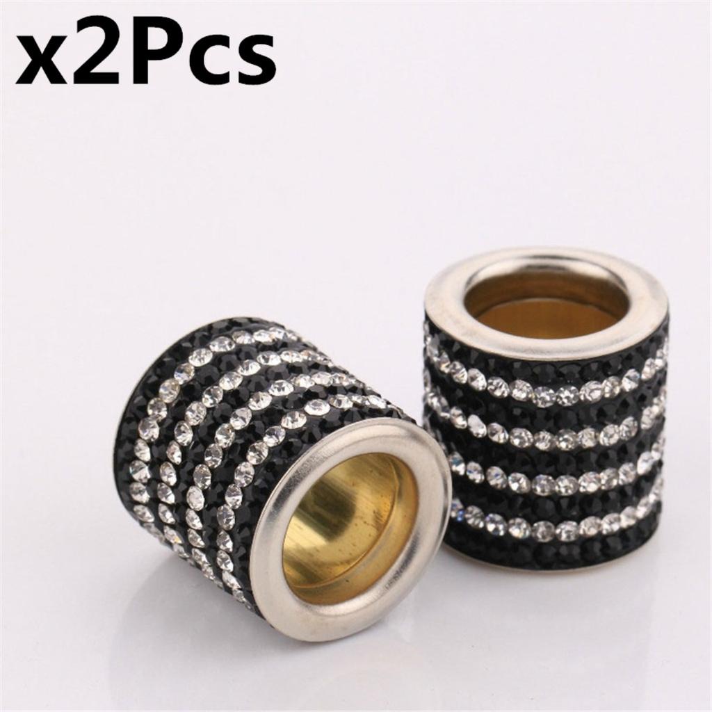 2PC Bling Crystal Headrest Collars Car Seat Ring Interior Decoration Black&White