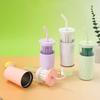 2 Layer 2 in1 Cooling Storage Glass 650ML Vacuum Mug Portable Straw Cup  Drinkware