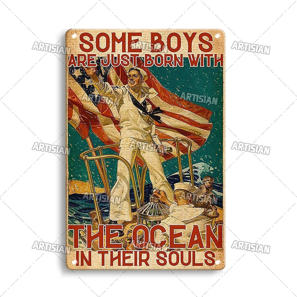 Handwerker Job Vintage Metallposter Matrose Metallschild Segeln Rostige Dekorative Blechplakette Wanddeko Garage Bar Pub Club Küche
