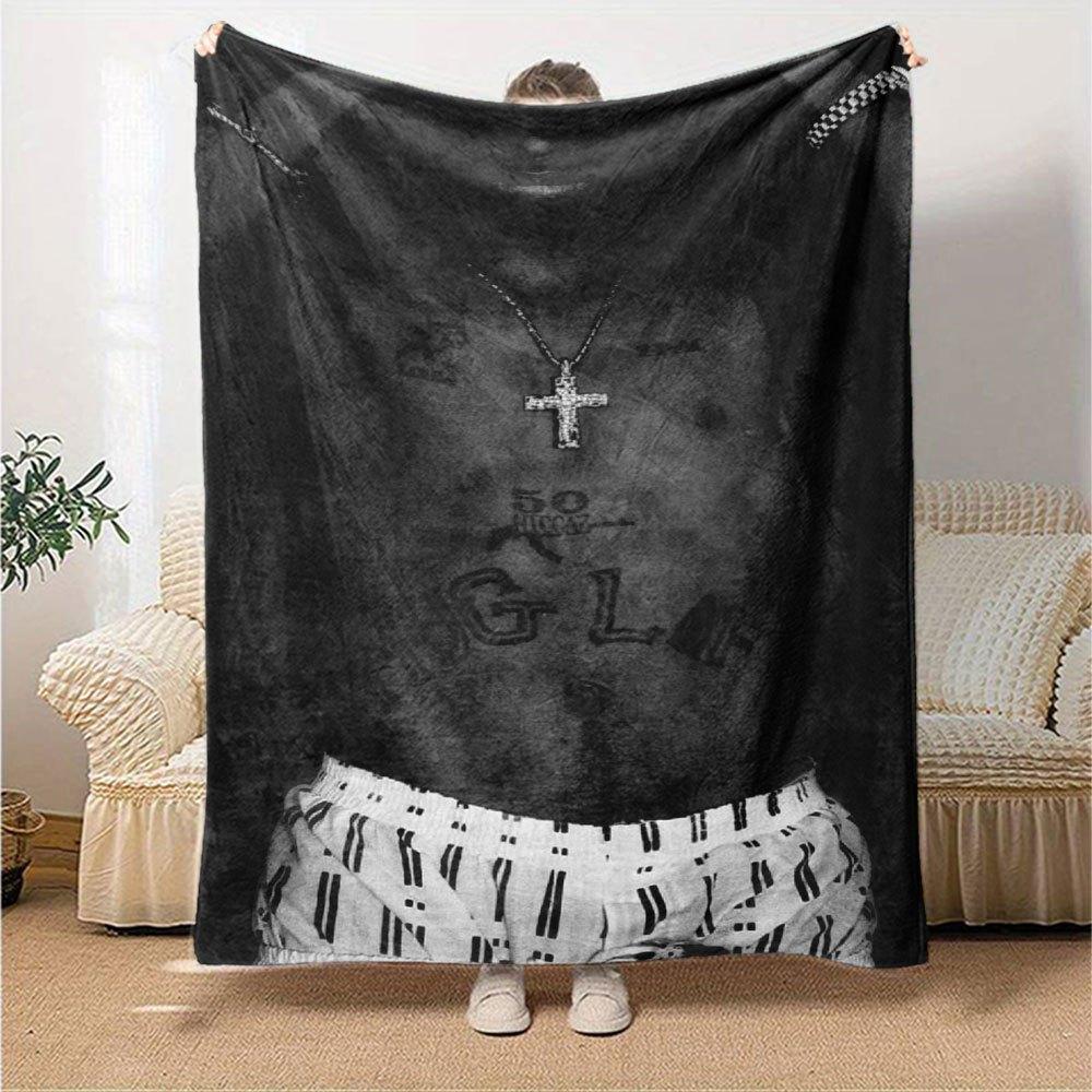 1 Stück 2Pac Hip Hop Decke Weich Leicht Ganzjahres Mehrzweck Überwurf für Sofa, Bett, Büro & Picknicks, Französischer Stil mit Ikonischem Albumcover & Zitaten