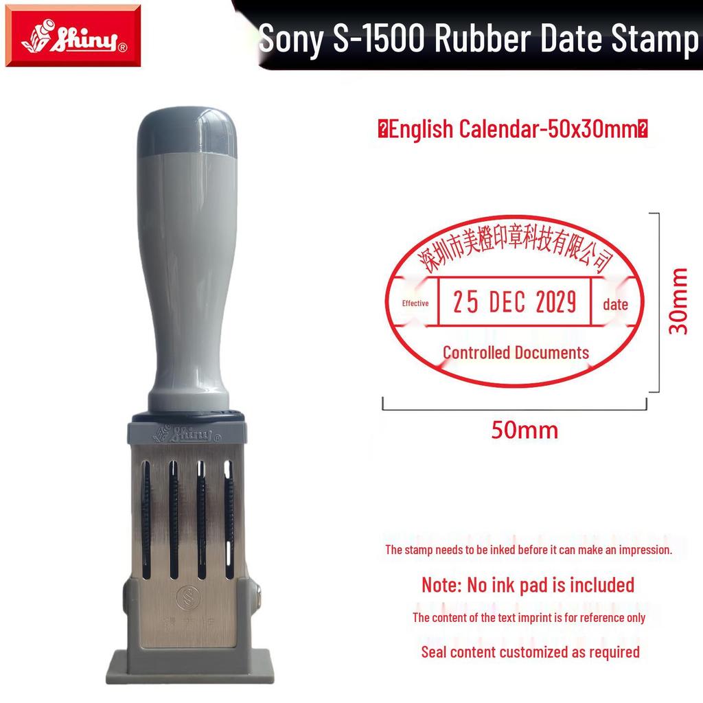 Adjustable Date & Custom Name Rubber Stamp - Shiny Dial, Personalized & Handmade Engraving