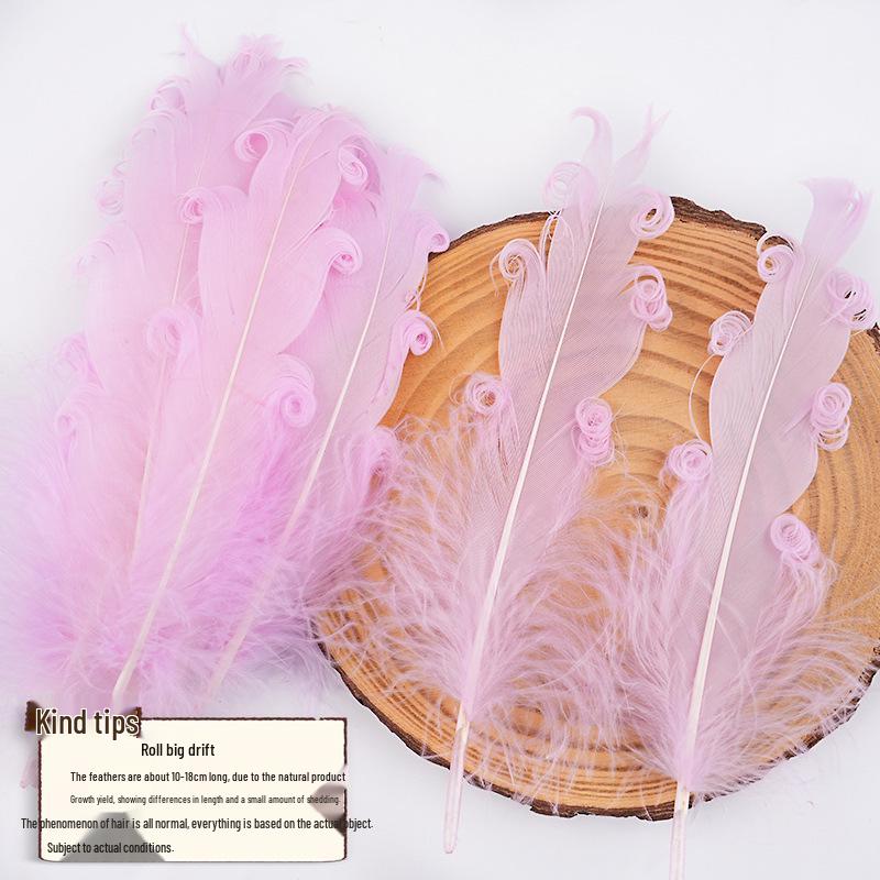 DIY Handmade White Large Curly Feather Accessories for Hats, Clothing, and Bags