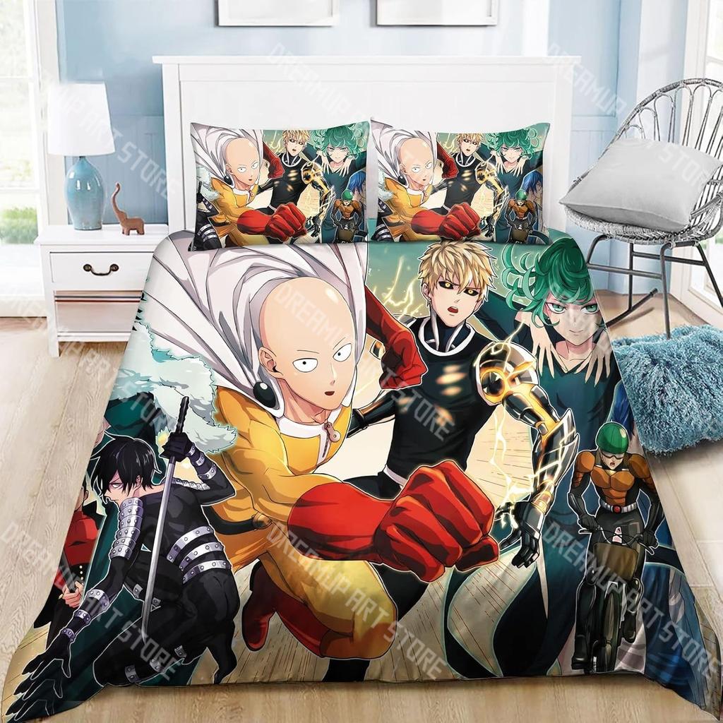 Fashion ONE PUNCH-MAN Anime Bedding Set Single Twin Full Queen King Size Bed Set Kids Bedroom Duvetcover Sets Bed Sheet Set