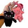 Kawaii Polka Dot Kitten Plush Keychain Cute Cartoon Cat Keyring Bag Pendant Backpack Hanging Decoration Key Accessories