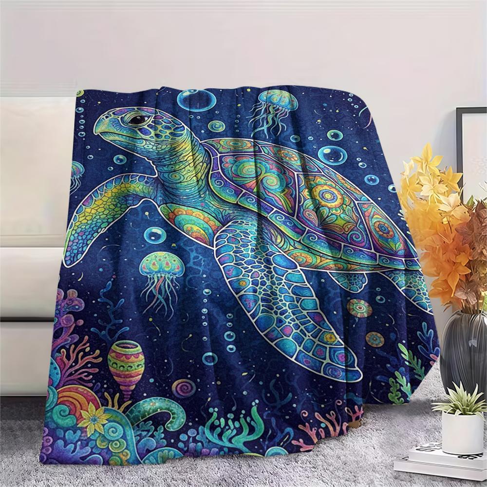 Colorful marine organisms Print Flannel Blanket,High quality Comfortable for All Seasons,Home Decor,Warmth and Comfort,Perfect for Christmas Gifts