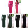 Casual Fashion Women Long Sleeve Belted Party Evening Cocktail Long Dress Maxi