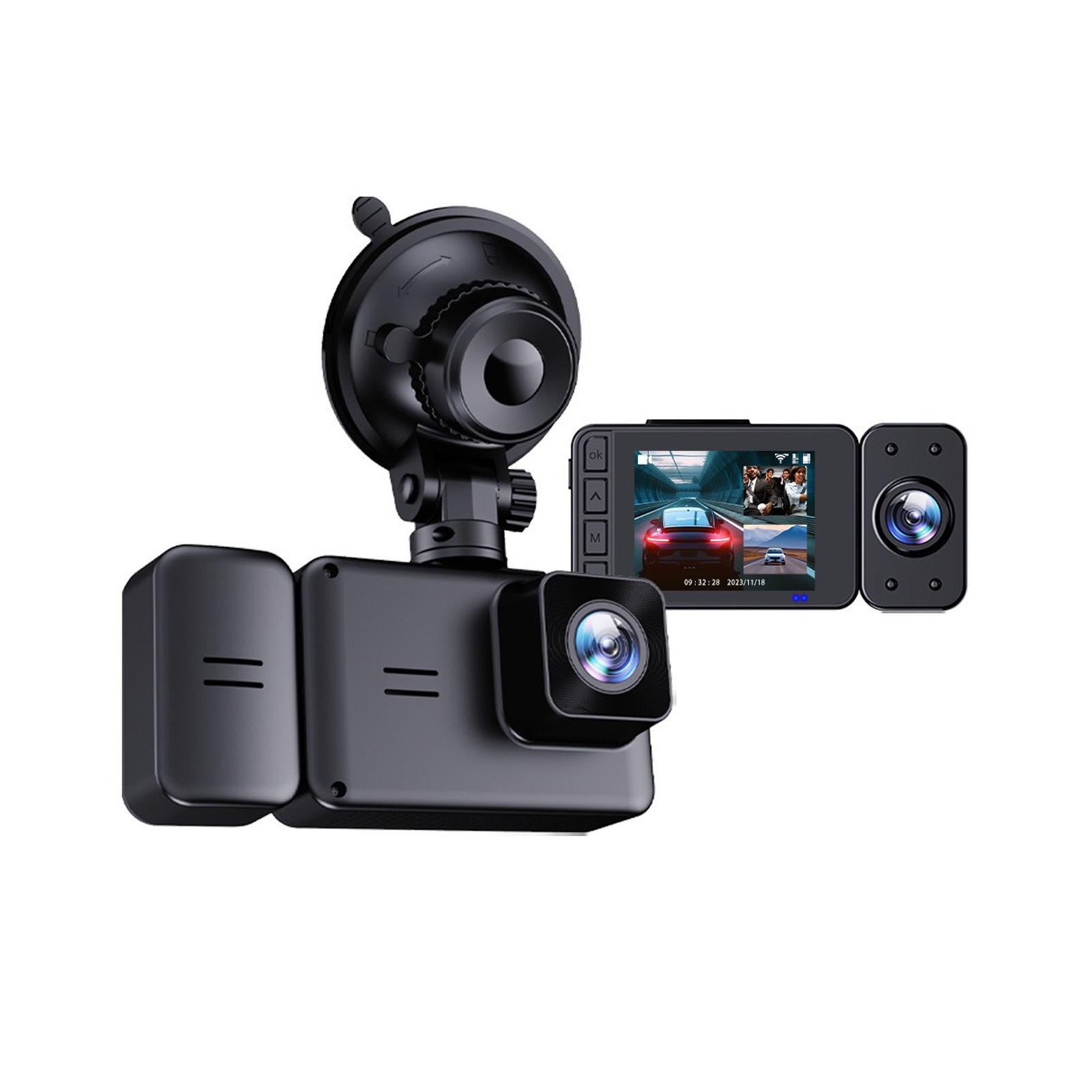 

2-дюймовый автомобильный видеорегистратор Dash Cam Full HD 1080P скрытый видеорегистратор 3 объектива видеорегистратор ночного видения широкоугольная видеокамера NONE