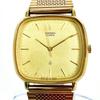 [USED] Rare Battery SEIKO Chariot Gold Strap Square Watch
