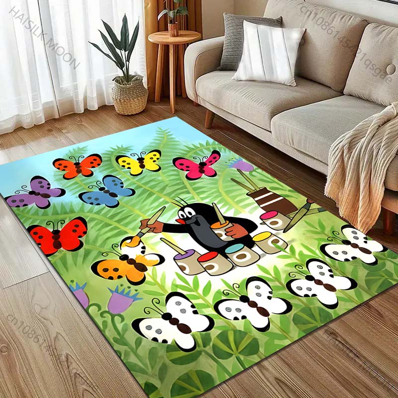 Alfombra de dibujos animados con estampado de Topito para Sala de Estar, Dormitorio, Sofá, Felpudo Decorativo, Alfombra de Área para Mesa de Sofá, Alfombrilla Antideslizante para el Suelo para Regalos