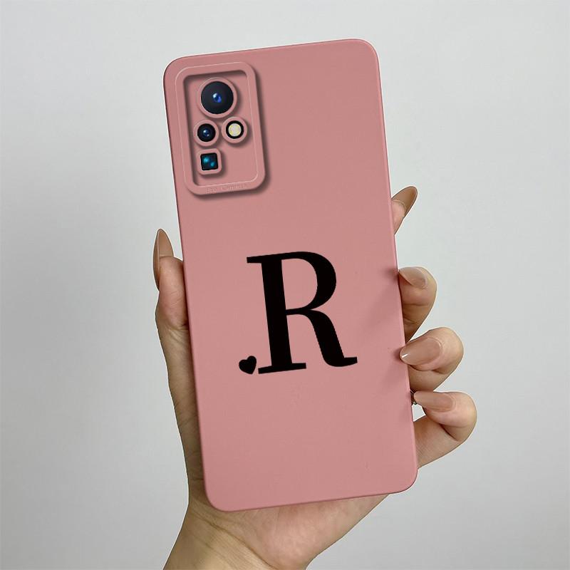 Case for Infinix Zero X Neo ZERO X Pro Phone Case Cute Initial Letters Square Liquid Silicone Shockproof Back Bumper Shell Cover