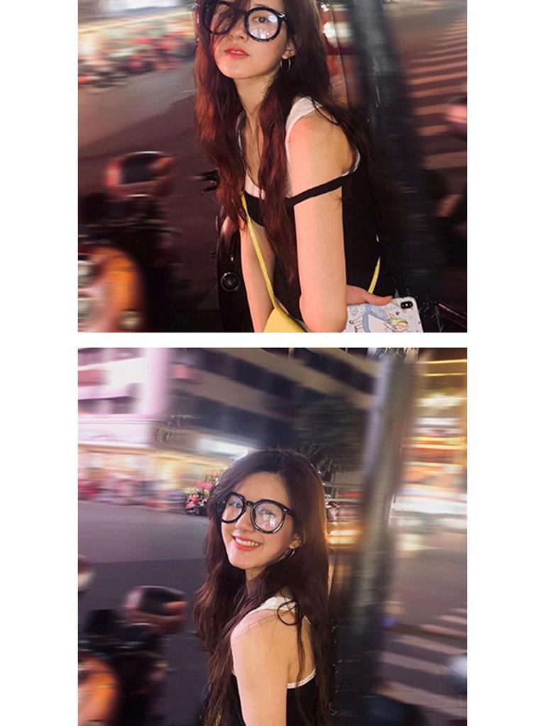 Damen Große Runde Schwarze Fassungsfarbe Wechselnde Korrektionsbrille - Blaulichtblockierend & Myopiekorrektur