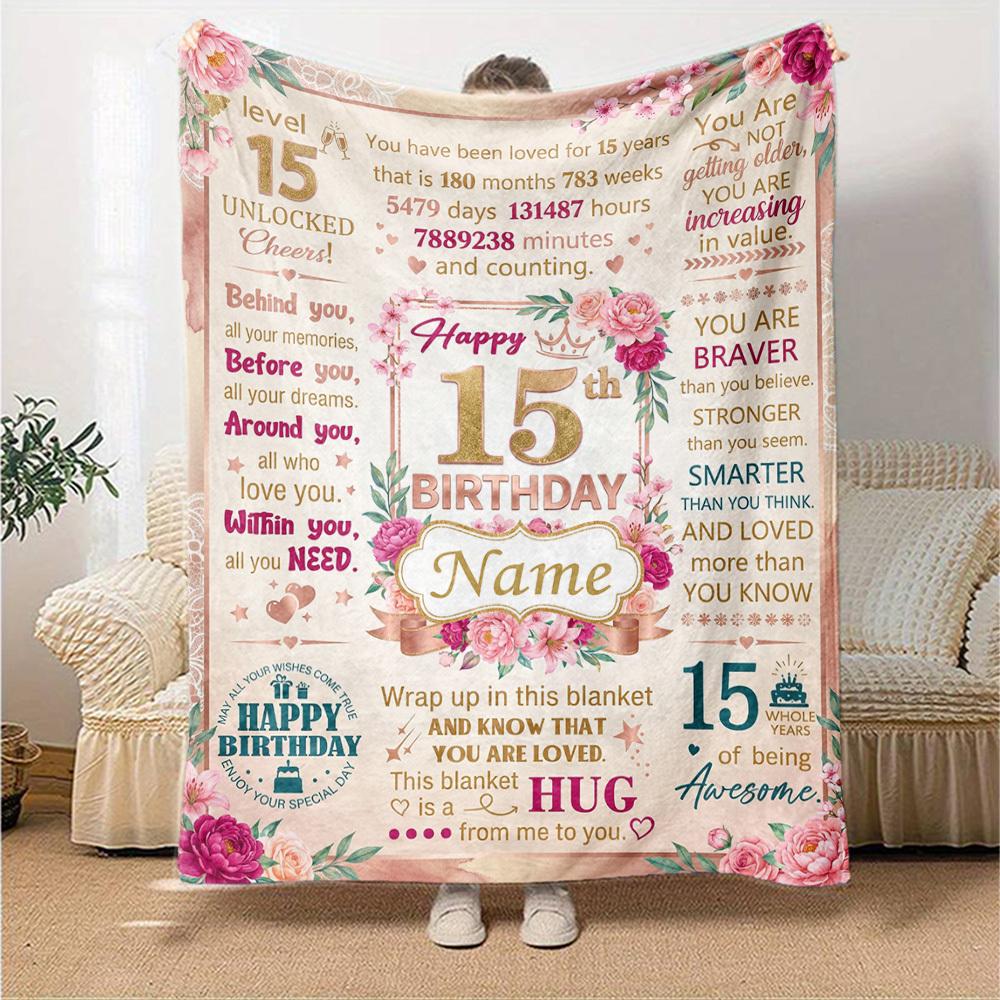 15Th Birthday Celebration Customize Your Name Blanket Warm Comfortable And Soft Blankets Are Suitable For Home Lunch Break Blanket Office Sofa Sofa